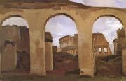 Jean Baptiste Camille  Corot The Colosseum Seen through the Arcades of the Basilica of Constantine (mk05) oil painting on canvas